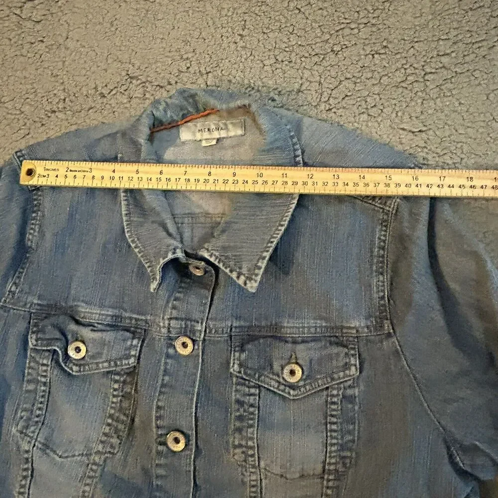 Merona Faded Denim Jean Jacket Womans Size 20/22 W With Pockets outdoorwear - Picture 8 of 15
